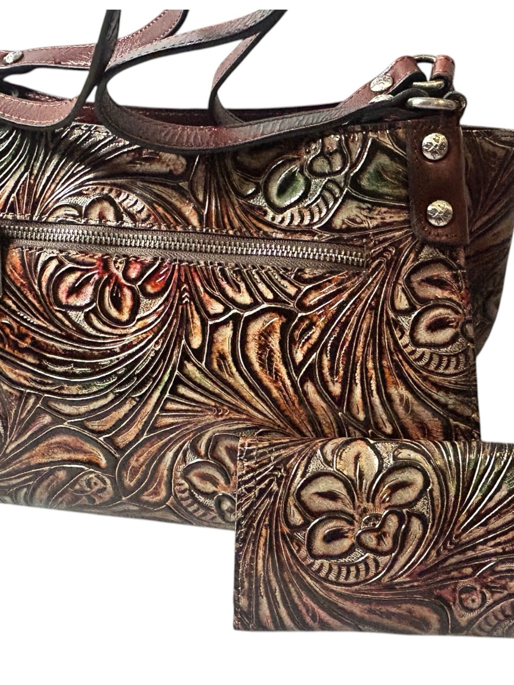 Patricia Nash Metallic Tobacco Fields Romina Bag